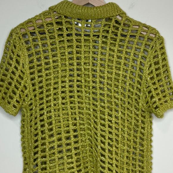 BDG Urban Outfitters Osaka Open-Knit Polo Cardigan Sweater Green Size S - Picture 9 of 10